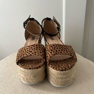 Leopard print platform sandals